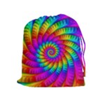 Psychedelic Fractal Rainbow Spiral  Drawstring Pouch (XL)