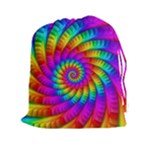 Psychedelic Fractal Rainbow Spiral  Drawstring Pouch (XXL)