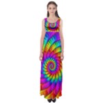 Psychedelic Fractal Rainbow Spiral  Empire Waist Maxi Dress