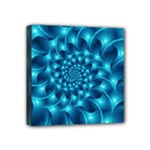 Glossy Light Blue Spiral Fractal Mini Canvas 4  x 4  (Stretched)