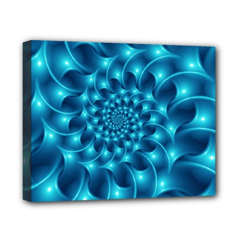 Glossy Light Blue Spiral Fractal Canvas 10  x 8  (Stretched) from ArtsNow.com