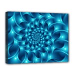 Glossy Light Blue Spiral Fractal Canvas 14  x 11  (Stretched)