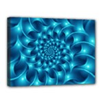 Glossy Light Blue Spiral Fractal Canvas 16  x 12  (Stretched)