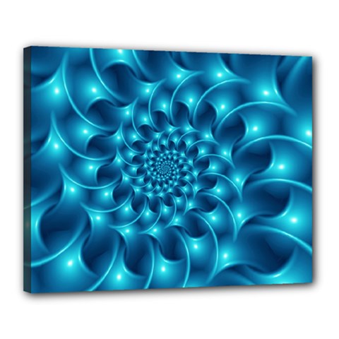 Glossy Light Blue Spiral Fractal Canvas 20  x 16  (Stretched) from ArtsNow.com