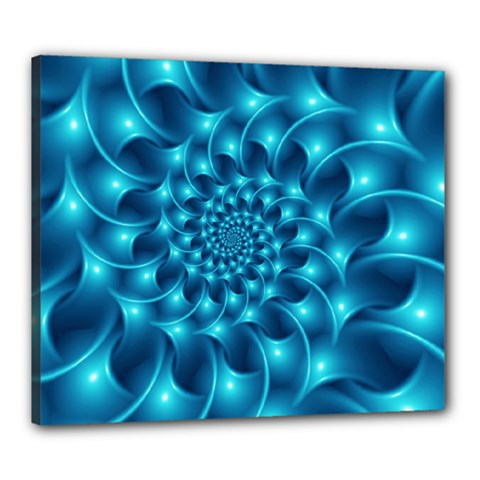 Glossy Light Blue Spiral Fractal Canvas 24  x 20  (Stretched) from ArtsNow.com