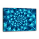 Glossy Light Blue Spiral Fractal Canvas 18  x 12  (Stretched)