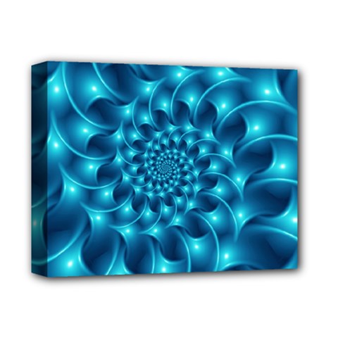 Glossy Light Blue Spiral Fractal Deluxe Canvas 14  x 11  (Stretched) from ArtsNow.com