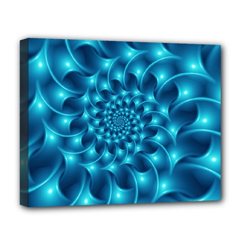 Glossy Light Blue Spiral Fractal Deluxe Canvas 20  x 16  (Stretched) from ArtsNow.com