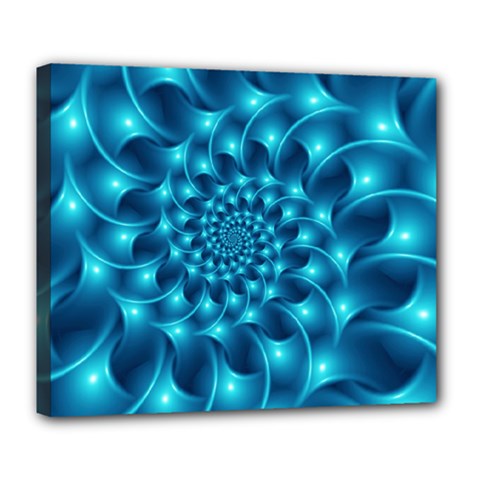 Glossy Light Blue Spiral Fractal Deluxe Canvas 24  x 20  (Stretched) from ArtsNow.com