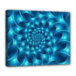 Glossy Light Blue Spiral Fractal Deluxe Canvas 24  x 20  (Stretched)