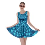 Glossy Light Blue Spiral Fractal Skater Dress