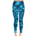 Glossy Light Blue Spiral Fractal Leggings 