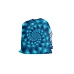 Glossy Light Blue Spiral Fractal Drawstring Pouch (Small)