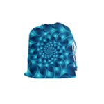 Glossy Light Blue Spiral Fractal Drawstring Pouch (Medium)