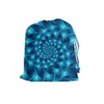 Glossy Light Blue Spiral Fractal Drawstring Pouch (Large)