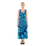 Glossy Light Blue Spiral Fractal Sleeveless Maxi Dress