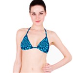 Glossy Light Blue Spiral Fractal Bikini Top