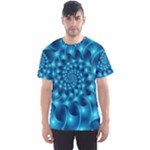 Glossy Light Blue Spiral Fractal Men s Sport Mesh Tee