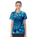 Glossy Light Blue Spiral Fractal Women s Sport Mesh Tee