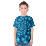 Glossy Light Blue Spiral Fractal Kid s Cotton Tee