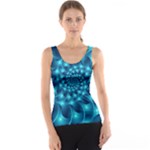 Glossy Light Blue Spiral Fractal Tank Top