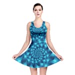 Glossy Light Blue Spiral Fractal Reversible Skater Dress