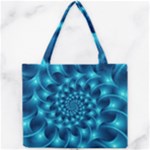 Glossy Light Blue Spiral Fractal Mini Tote Bag