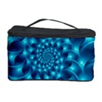 Glossy Light Blue Spiral Fractal Cosmetic Storage Case