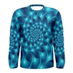 Glossy Light Blue Spiral Fractal Men s Long Sleeve Tee