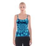 Glossy Light Blue Spiral Fractal Spaghetti Strap Top