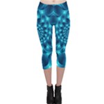 Glossy Light Blue Spiral Fractal Capri Leggings 