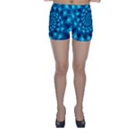 Glossy Light Blue Spiral Fractal Skinny Shorts