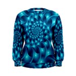 Glossy Light Blue Spiral Fractal Women s Sweatshirt