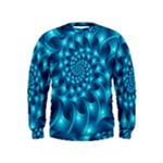 Glossy Light Blue Spiral Fractal Kids  Sweatshirt