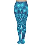 Glossy Light Blue Spiral Fractal Tights