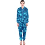 Glossy Light Blue Spiral Fractal Hooded Jumpsuit (Ladies)