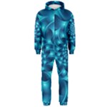 Glossy Light Blue Spiral Fractal Hooded Jumpsuit (Men)