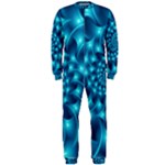 Glossy Light Blue Spiral Fractal OnePiece Jumpsuit (Men)