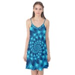 Glossy Light Blue Spiral Fractal Camis Nightgown 