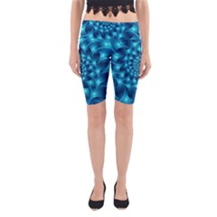 Glossy Light Blue Spiral Fractal Yoga Cropped Leggings from ArtsNow.com