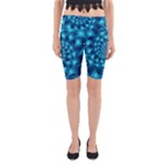 Glossy Light Blue Spiral Fractal Yoga Cropped Leggings