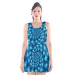 Glossy Light Blue Spiral Fractal Scoop Neck Skater Dress