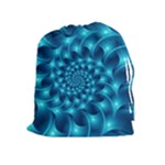 Glossy Light Blue Spiral Fractal Drawstring Pouch (XL)