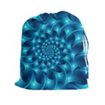 Glossy Light Blue Spiral Fractal Drawstring Pouch (XXL)