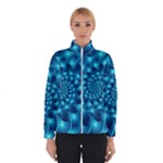 Glossy Light Blue Spiral Fractal Winter Jacket