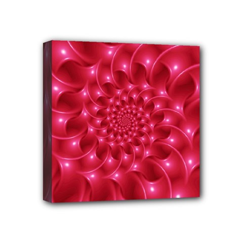 Glossy Rose Pink Spiral Fractal  Mini Canvas 4  x 4  (Stretched) from ArtsNow.com