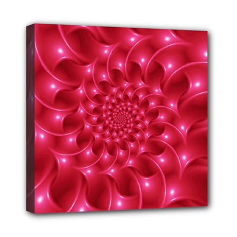 Glossy Rose Pink Spiral Fractal  Mini Canvas 8  x 8  (Stretched) from ArtsNow.com