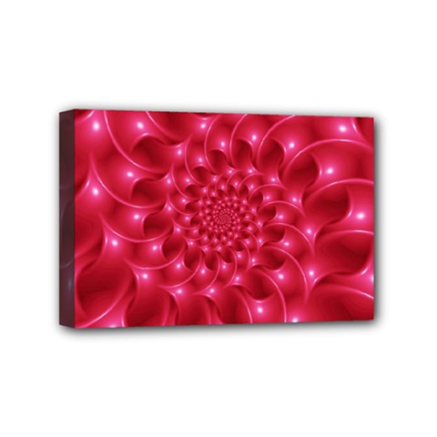 Glossy Rose Pink Spiral Fractal  Mini Canvas 6  x 4  (Stretched) from ArtsNow.com