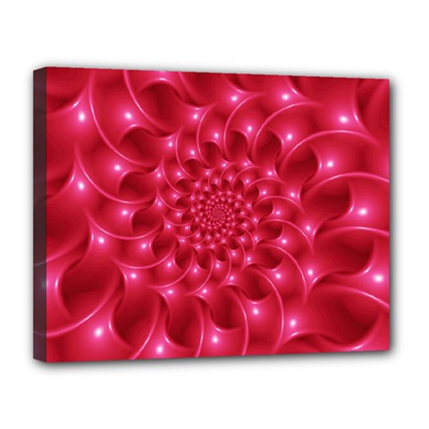 Glossy Rose Pink Spiral Fractal  Canvas 14  x 11  (Stretched) from ArtsNow.com