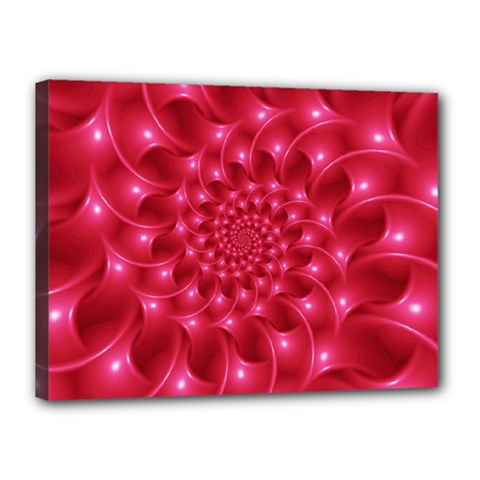 Glossy Rose Pink Spiral Fractal  Canvas 16  x 12  (Stretched) from ArtsNow.com